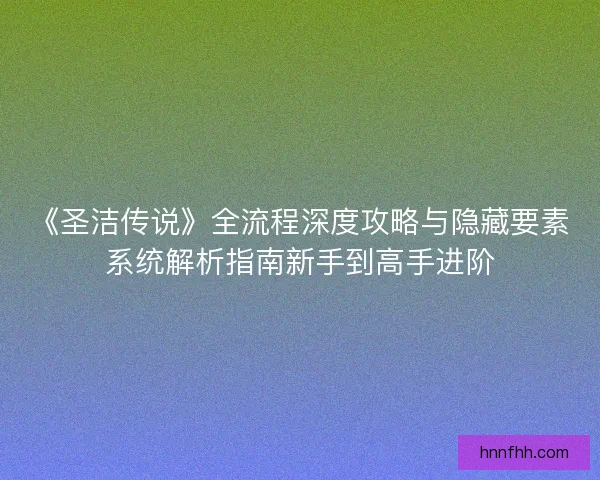 《圣洁传说》全流程深度攻略与隐藏要素系统解析指南新手到高手进阶